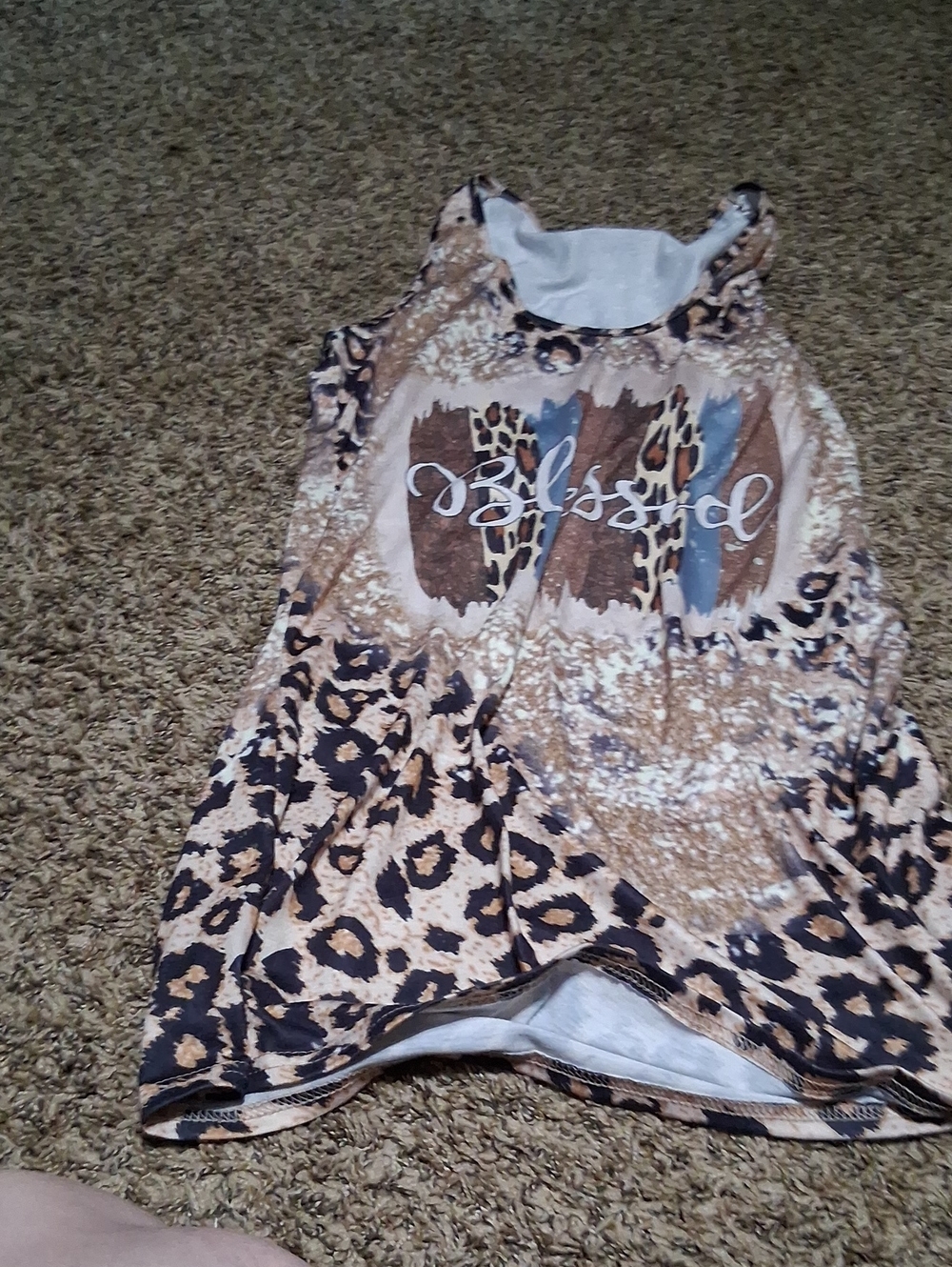 SHEIN Leopard Print 'Blessed' Graphic Tank Top - Tan/Brown/Black